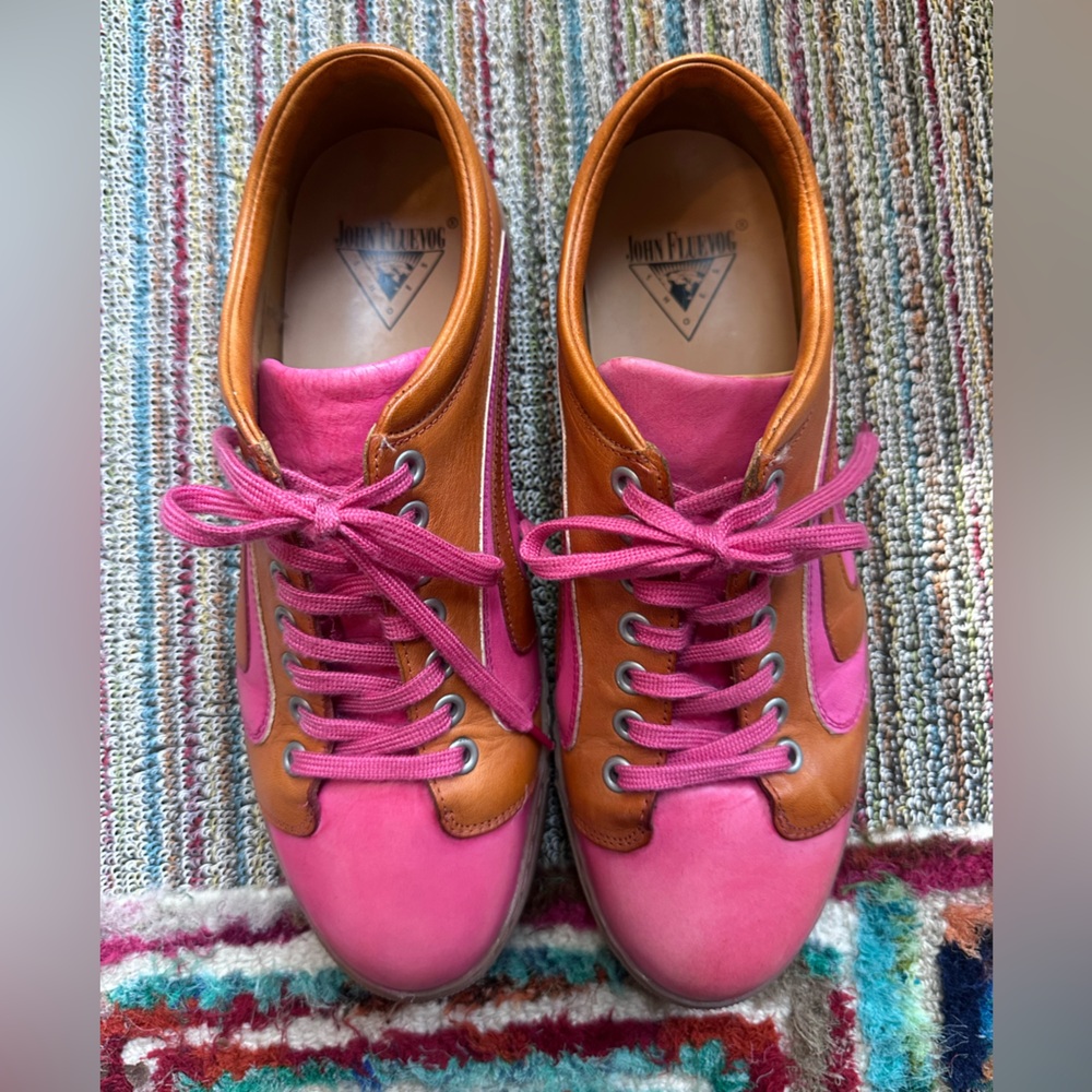 SOLD!! Fluevog  LoPro Fakie pink/orange swirl leather sneaker-M9/W11 (fits LG) - Picture 10 of 16